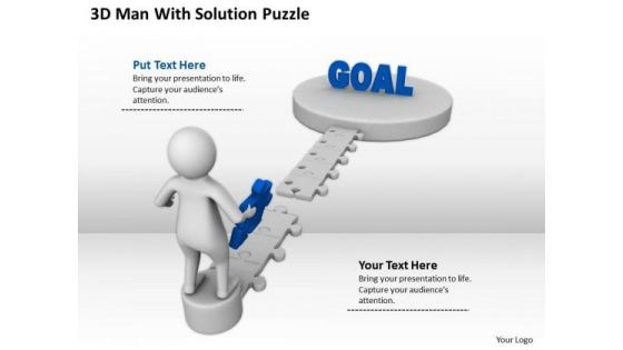 Business People Vector 3d Man With Solution Puzzle PowerPoint Slides