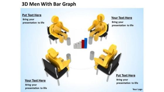 Business People Vector 3d Men With Bar Graph PowerPoint Slides