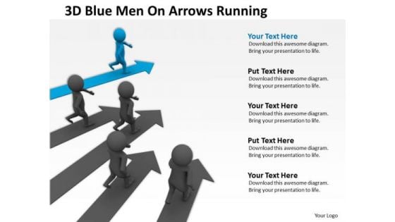 Business People Vector Blue Men On Arrows Running PowerPoint Templates Ppt Backgrounds For Slides