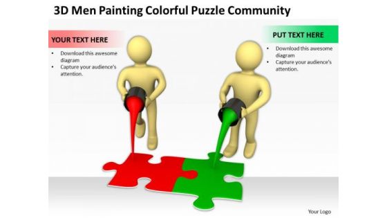 Business People Vector Colorful Puzzle Community PowerPoint Templates Ppt Backgrounds For Slides