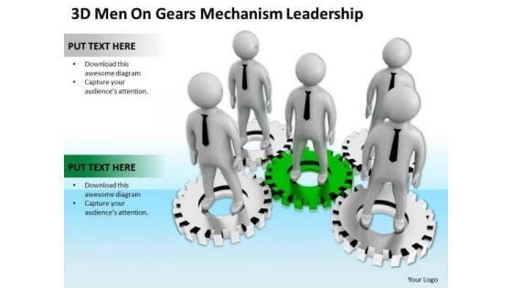Business People Vector Gears Mechanism Leadership PowerPoint Templates Ppt Backgrounds For Slides