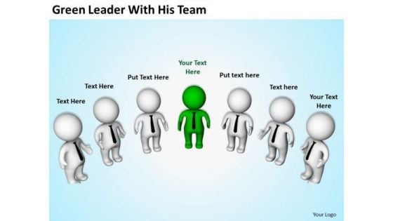 Business People Vector Green Leader With His Team PowerPoint Templates Ppt Backgrounds For Slides