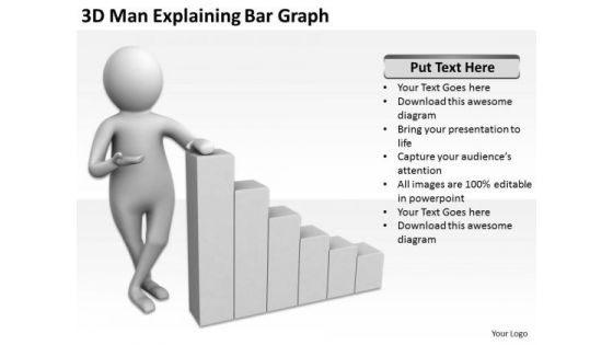 Business People Walking 3d Man Explaining Bar Graph PowerPoint Templates