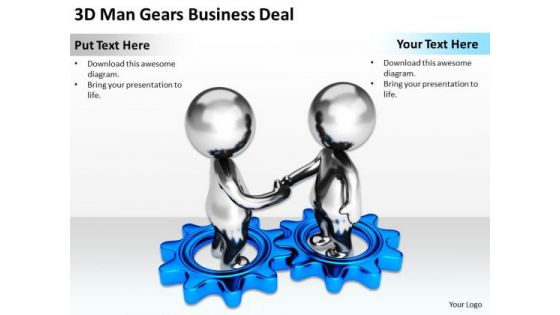 Business People Walking 3d Man Gears PowerPoint Templates Download Deal Slides