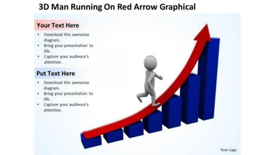 Business People Walking 3d Man Running On Red Arrow Graphical PowerPoint Slides