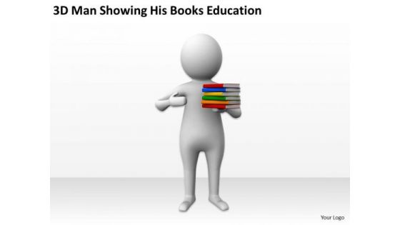 Business People Walking 3d Man Showing His Books Education PowerPoint Slides