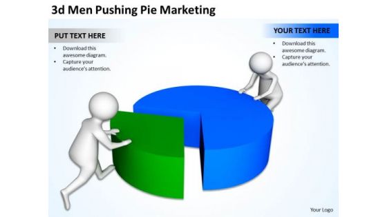 Business People Walking 3d Men Pushing Pie Marketing PowerPoint Templates