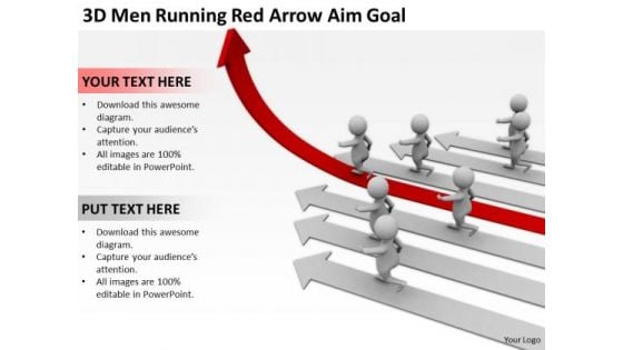 Business People Walking 3d Men Running Red Arrow Aim Goal PowerPoint Slides