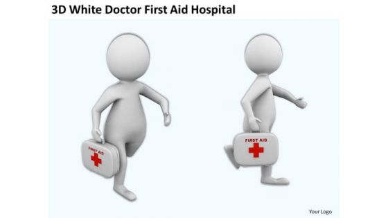 Business People Walking 3d White Doctor First Aid Hospital PowerPoint Slides