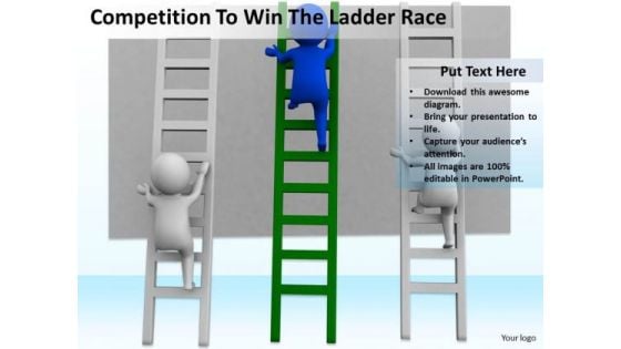 Business People Walking Competition To Win The Ladder Race PowerPoint Templates