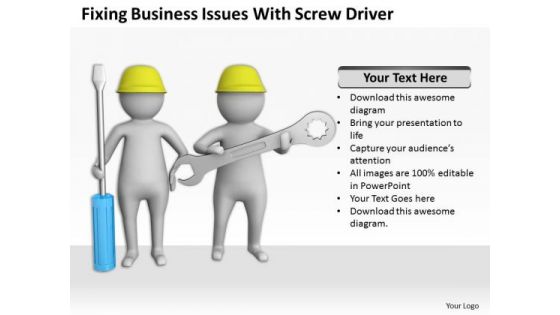 Business People Walking PowerPoint Presentation Issues With Screw Driver Templates