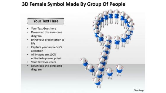 Business Persons 3d Female Symbol Made By Group Of People PowerPoint Templates