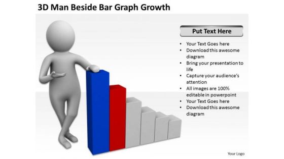 Business Persons 3d Man Beside Bar Graph Growth PowerPoint Templates Ppt Backgrounds For Slides