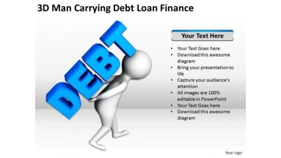 Business Persons 3d Man Carrying Debt Loan Finance PowerPoint Templates