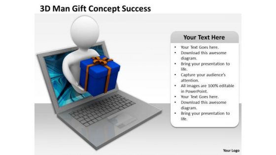 Business Persons 3d Man Gift Concept Success PowerPoint Templates