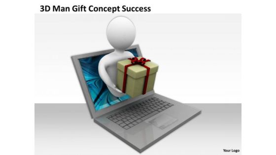 Business Persons 3d Man Gift Concept Success PowerPoint Templates