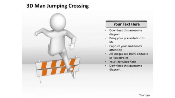 Business Persons 3d Man Jumping Crossing PowerPoint Templates