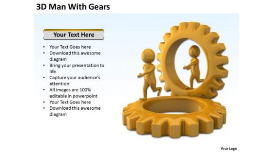 Business Persons 3d Man With Gears PowerPoint Templates Ppt Backgrounds For Slides
