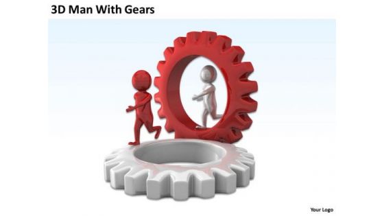 Business Persons 3d Man With Gears PowerPoint Templates Ppt Backgrounds For Slides
