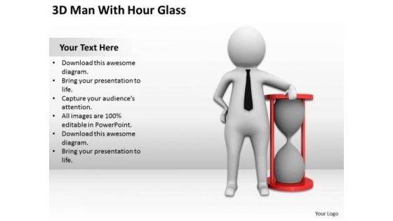 Business Persons 3d Man With Hour Glass PowerPoint Slides