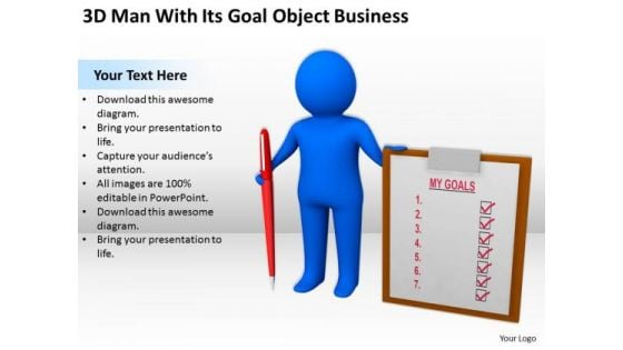 Business Persons 3d Man With Its Goal Object World PowerPoint Templates Slides