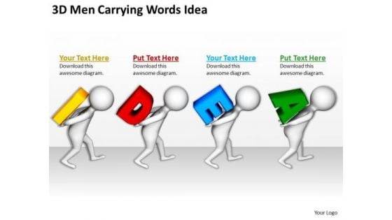 Business Persons 3d Men Carrying Words Idea PowerPoint Templates