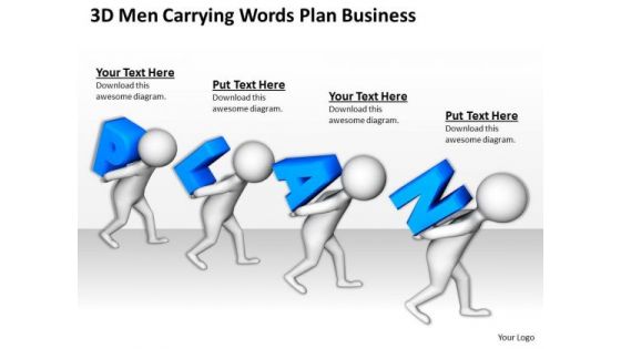 Business Persons 3d Men Carrying Words Plan PowerPoint Templates