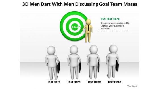 Business Persons 3d Men Dart With Discussing Goal Team Mates PowerPoint Templates