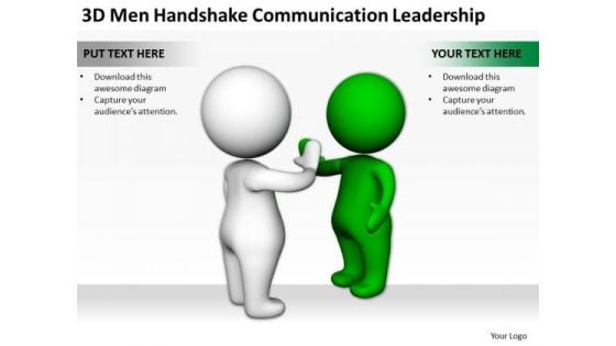 Business Persons 3d Men Handshake Communication Leadership PowerPoint Slides