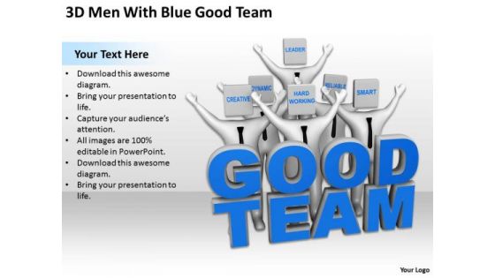 Business Persons 3d Men With Blue Good Team PowerPoint Templates Ppt Backgrounds For Slides