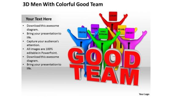 Business Persons 3d Men With Colorful Good Team PowerPoint Templates Ppt Backgrounds For Slides