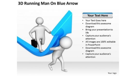 Business Persons 3d Running Man Blue Arrow PowerPoint Templates Ppt Backgrounds For Slides