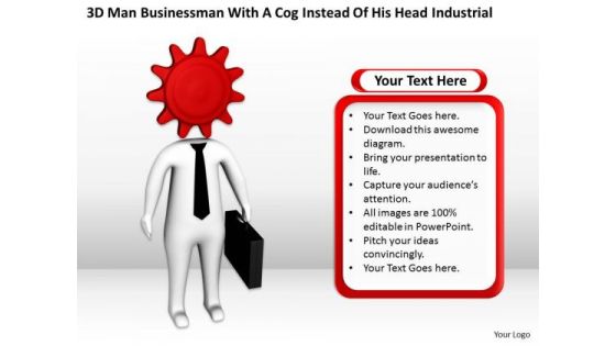 Business Persons Cog Instead Of His Head Industrial PowerPoint Templates Ppt Backgrounds For Slides