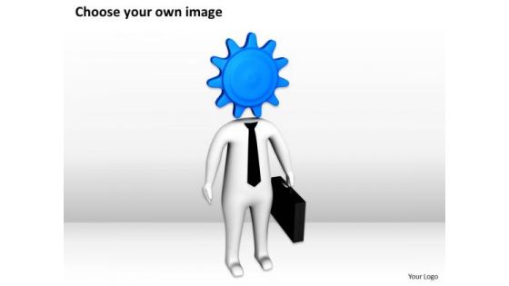 Business Persons Cog Instead Of His Head Industrial PowerPoint Templates Ppt Backgrounds For Slides