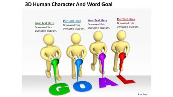 Business Persons Human Character And Word Goal Success PowerPoint Templates