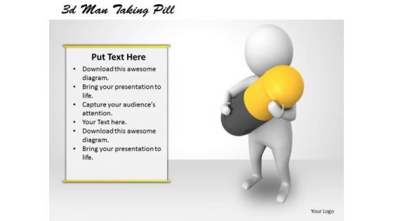 Business Plan And Strategy 3d Man Taking Pill Concept Statement