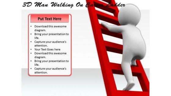 Business Plan And Strategy 3d Man Walking On Career Ladder Characters