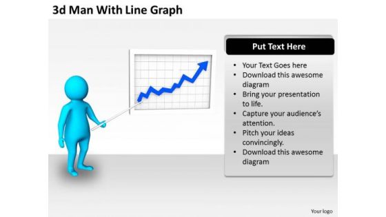 Business Plan And Strategy 3d Man With Line Graph Adaptable Concepts