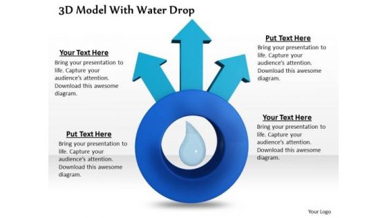 Business Plan And Strategy 3d Model With Water Drop Icons Images