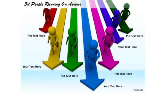 Business Plan And Strategy 3d People Running On Arrows Character