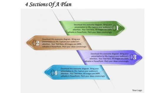 Business Plan And Strategy 4 Sections Of Strategic Planning Template Ppt Slide