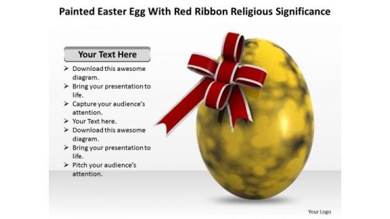 Business Plan And Strategy Painted Easter Egg With Red Ribbon Religious Significance Images Graphics