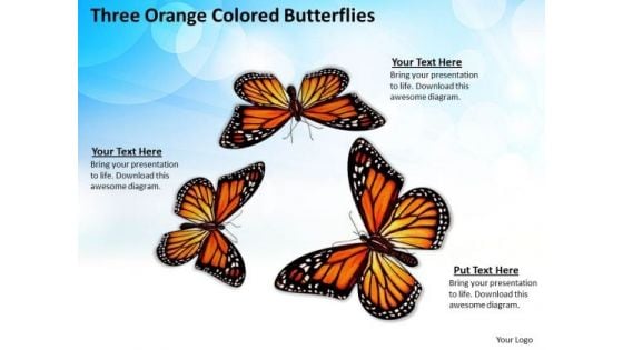 Business Plan And Strategy Three Orange Colored Butterflies Images Photos