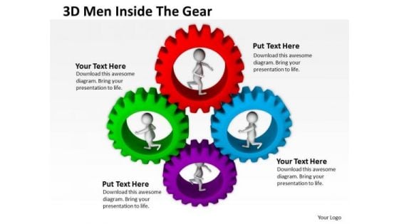 Business Plan Diagram 3d Men Inside The Gear PowerPoint Slides