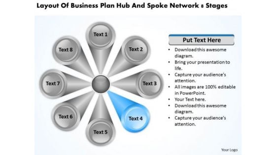 Business Plan Hub And Spoke Network 8 Stages PowerPoint Slides