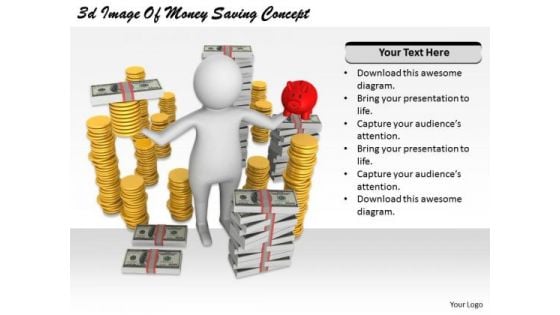 Business Plan Strategy 3d Image Of Money Saving Concept Character Modeling