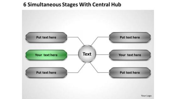 Business Plan Strategy 6 Simultaneous Stages With Central Hub Formulation