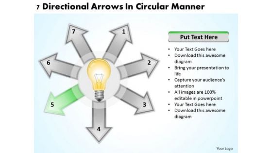 Business Policy And Strategy 7 Directional Arrow Circular Manner PowerPoint