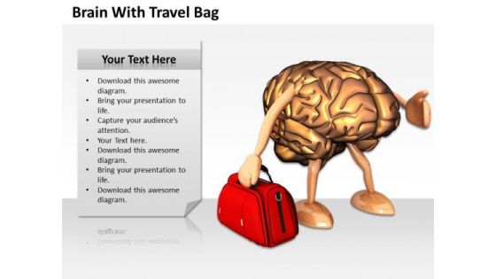 Business Policy And Strategy Brain With Travel Bag Stock Photos