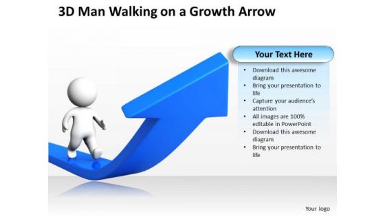 Business Power Point Man Walking On Growth Arrow PowerPoint Templates Ppt Backgrounds For Slides